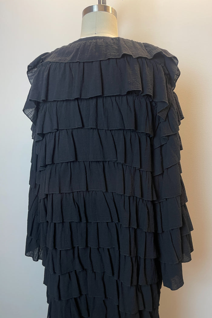 Fafatt Black Ruffle Robe Coat image 1