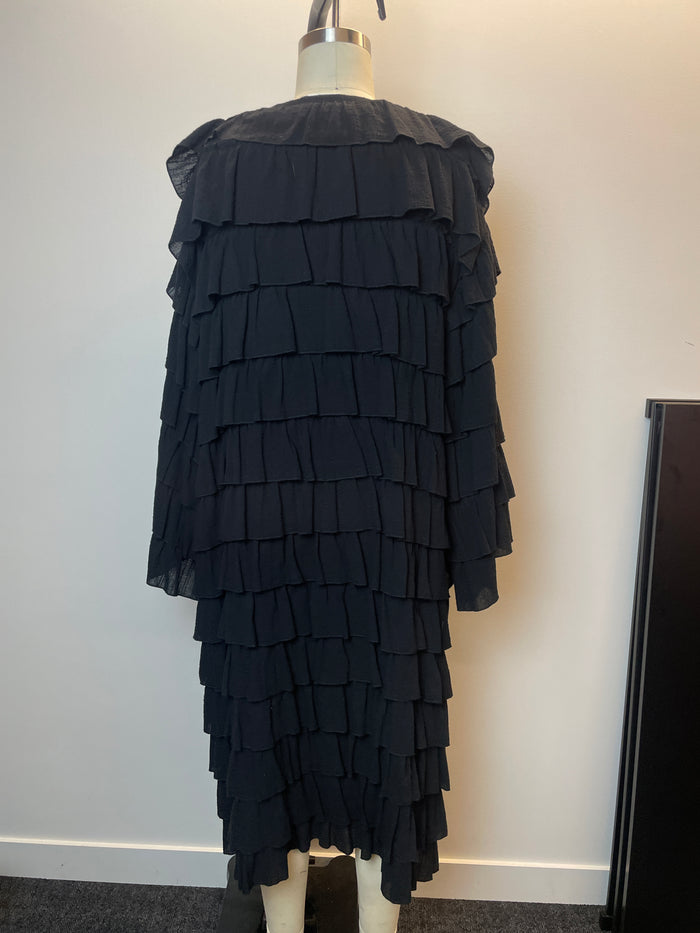 Fafatt Black Ruffle Robe Coat image 2