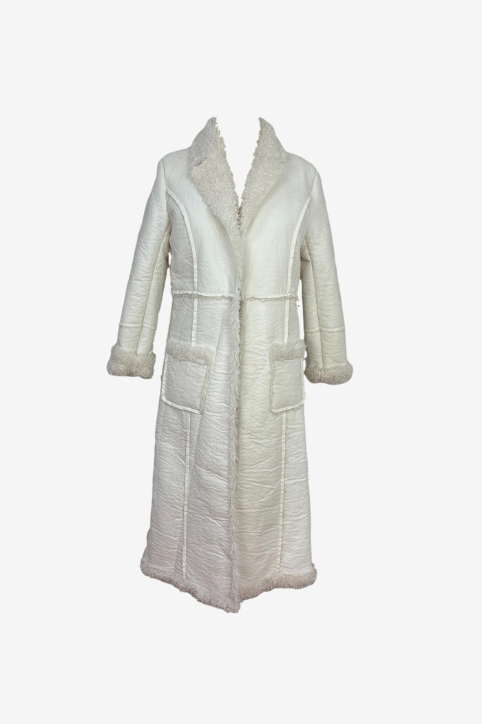 Faux Fur White Vinyl Coat