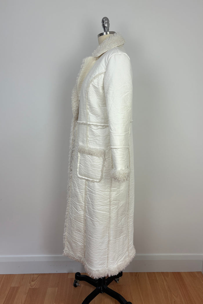 Faux Fur White Vinyl Coat