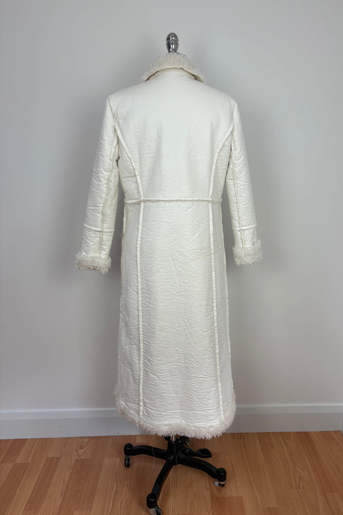 Faux Fur White Vinyl Coat