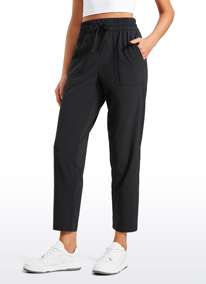 CRZ YOGA Women's Casual Workout Pants Mid Rise with Pockets 27" Black