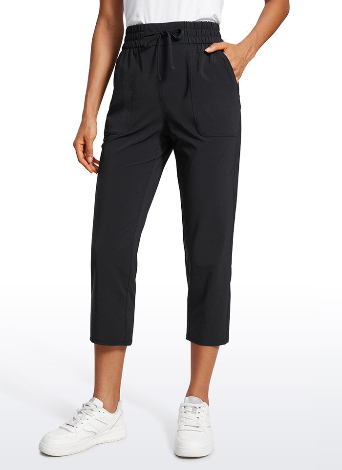CRZ YOGA Women's Casual Slim Fit Cropped Pants with Pockets 23'' Black