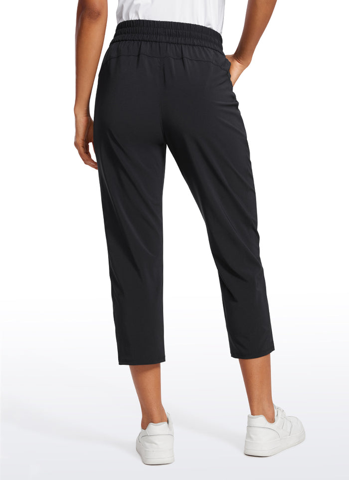 CRZ YOGA Women's Casual Slim Fit Cropped Pants with Pockets 23'' Black