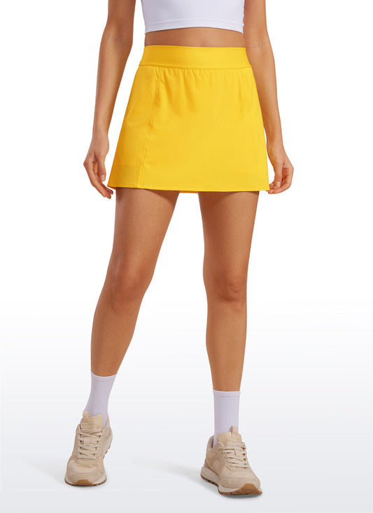CRZ YOGA Women's Feathery-Fit Soft High Waisted Golf Skirts with Pockets 14'' High Visibility Yellow