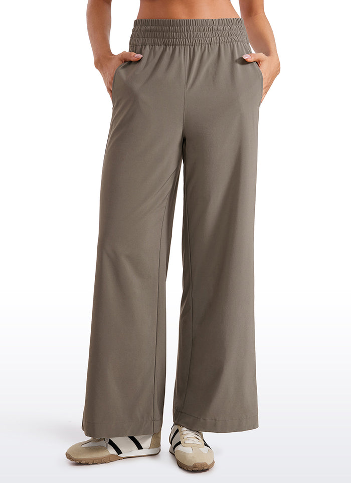 CRZ YOGA Women's Casual High Rise Wide Leg Pants with Pockets 30'' Nomad Grey