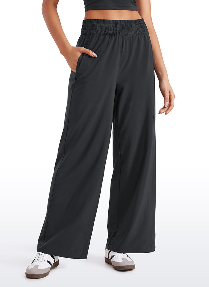 CRZ YOGA Women's Casual High Rise Wide Leg Pants with Pockets 30'' Black