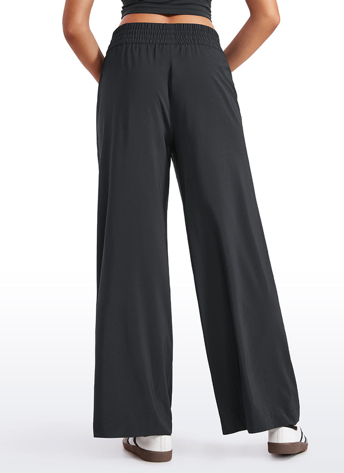 CRZ YOGA Women's Casual High Rise Wide Leg Pants with Pockets 30'' Black