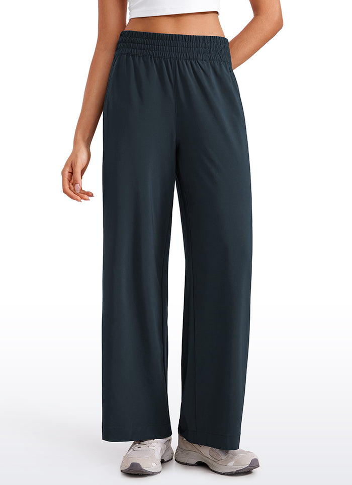 CRZ YOGA Women's Casual High Rise Wide Leg Pants with Pockets 30'' True Navy