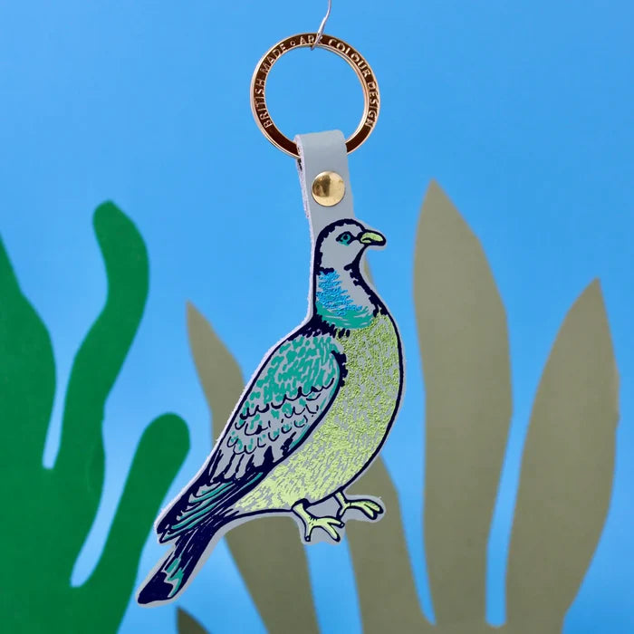 Feral Pigeon Leather Keychain