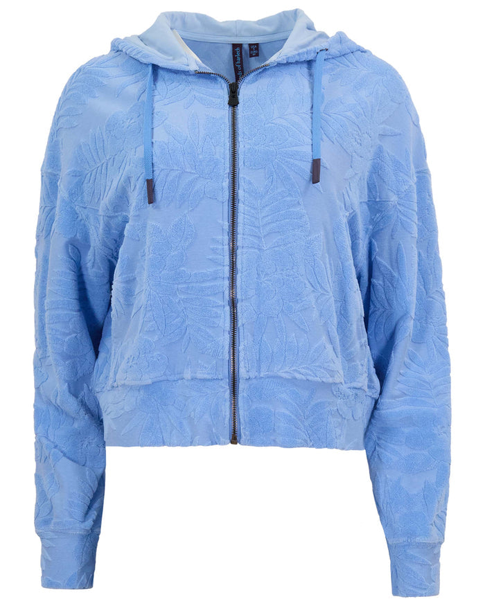 FIONA BLUE WOMENS CROPPED TERRY TOWELING ZIP HOODIE