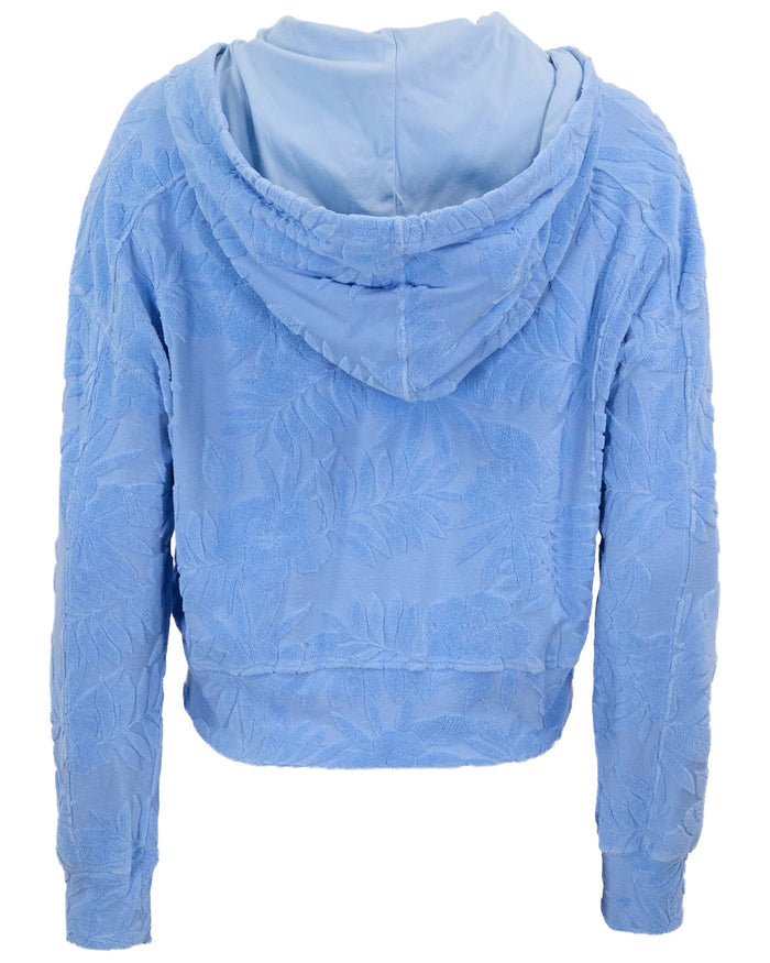 FIONA BLUE WOMENS CROPPED TERRY TOWELING ZIP HOODIE