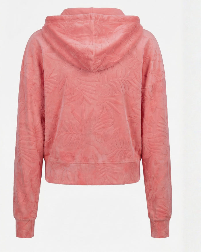 FIONA CORAL WOMENS CROPPED TERRY TOWELING ZIP HOODIE