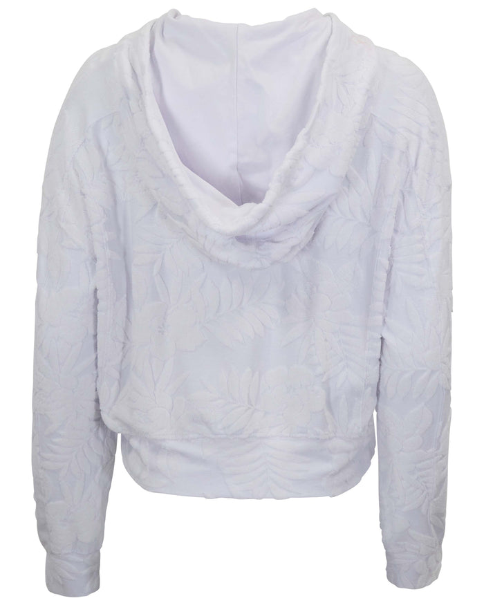 FIONA WHITE WOMENS CROPPED TERRY TOWELING ZIP HOODIE