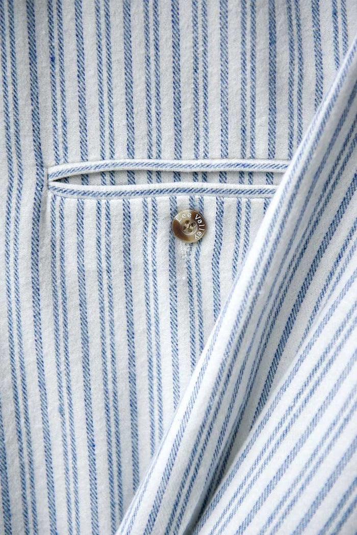Flannel Traditional Shirt - Blue/Ivory Stripe