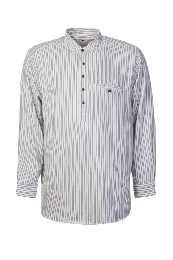 Flannel Traditional Shirt - Blue/Ivory Stripe