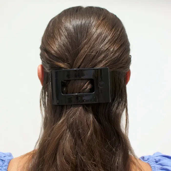 Flat Rectangle Hair Clip | Jet Black | Medium
