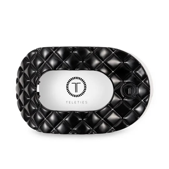 Flat Round Hair Clip | Jet Black Quilted | Large