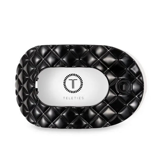 Flat Round Hair Clip | Jet Black Quilted | Large