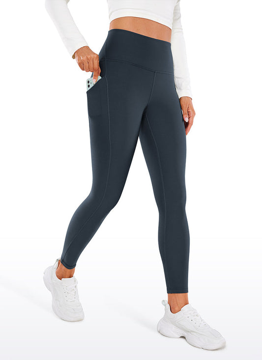 CRZ YOGA Womens Water Resistant Fleece Lined Soft Pockets Leggings 26.5" True Navy