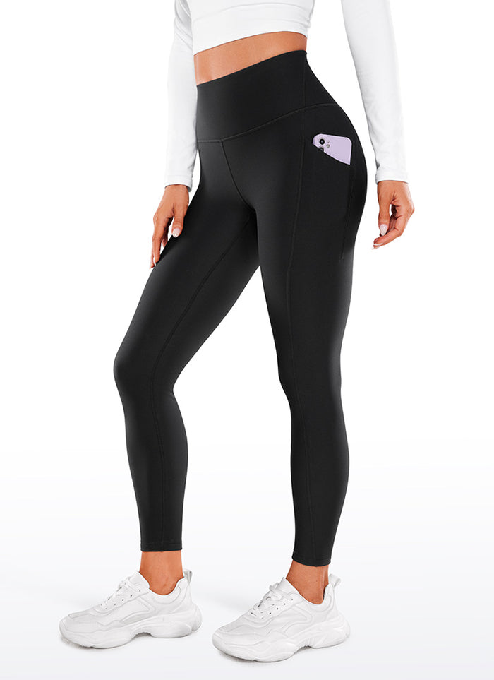 CRZ YOGA Womens Water Resistant Fleece Lined Soft Pockets Leggings 26.5" Black