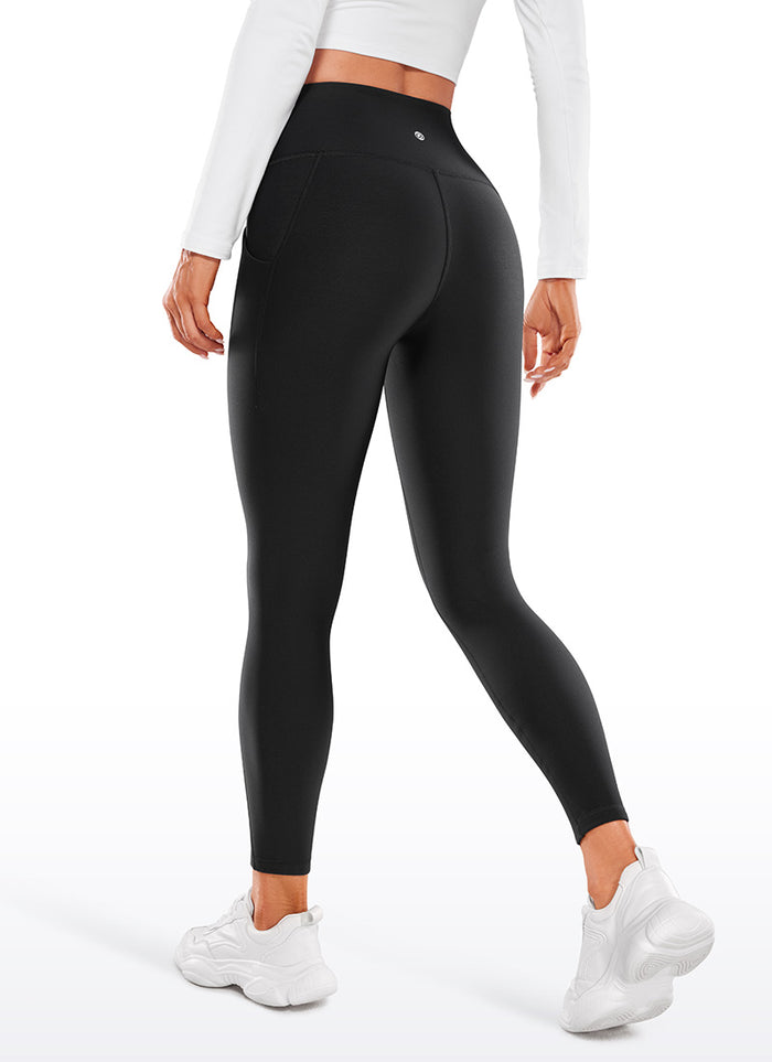 CRZ YOGA Womens Water Resistant Fleece Lined Soft Pockets Leggings 26.5" Black