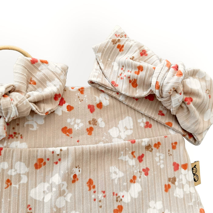 Floral Latte Ribbed Bummies and/or Headbands