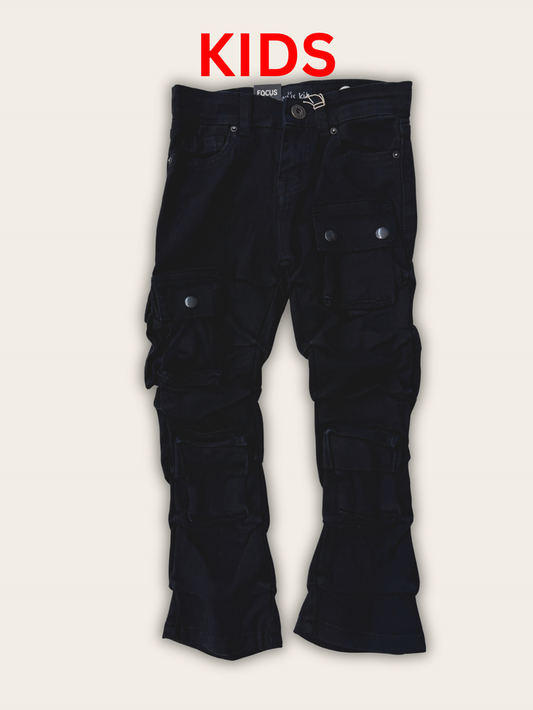 Focus - Kids CGO Stacked Jeans - Black 5226J - Clique Apparel