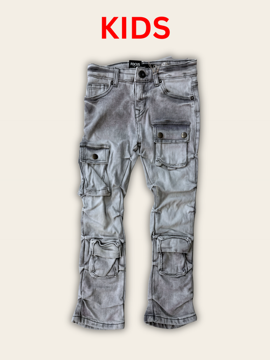 Focus - Kids CGO Stacked Jeans - Grey 5226J - Clique Apparel