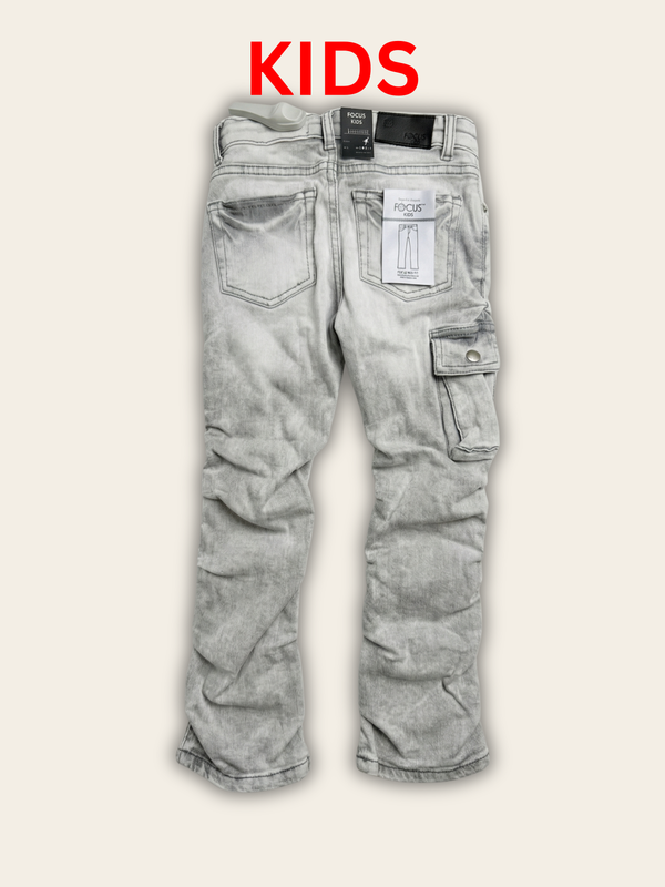 Focus - Kids CGO Stacked Jeans - Grey 5226J - Clique Apparel