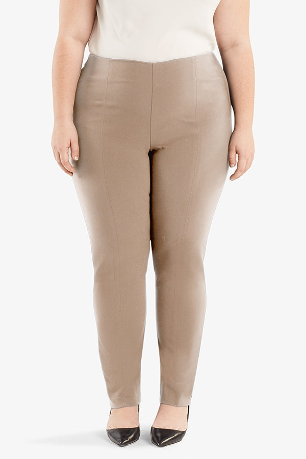 Front image of a woman standing wearing the Foster Pant in Russet | Plus | Exclude