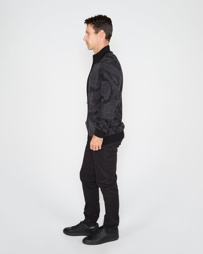 FREDERICK BADALONA FULL-ZIP CARDIGAN - CHARCOAL