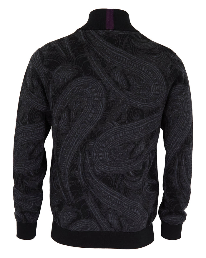 FREDERICK BADALONA FULL-ZIP CARDIGAN - CHARCOAL
