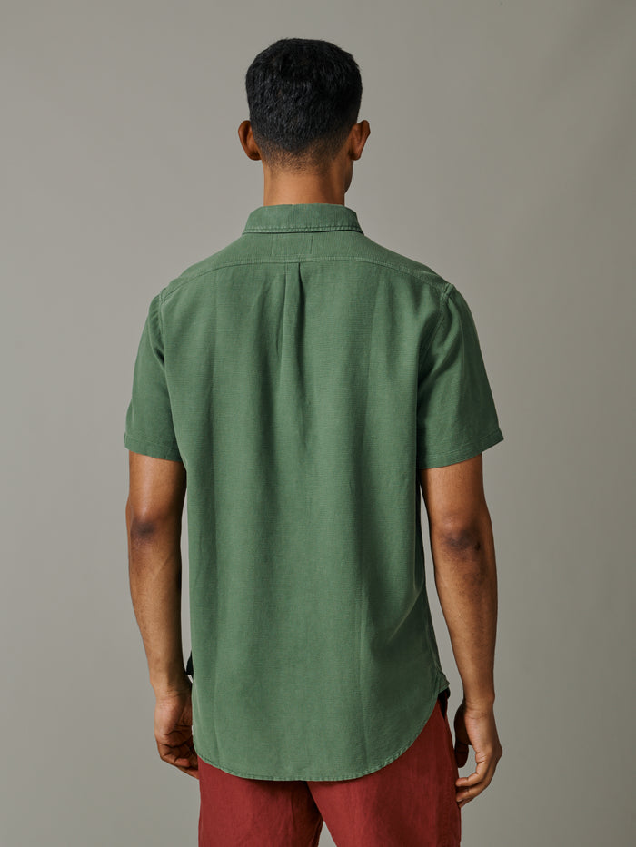 Aubin Khaki Gabriel Textured Utility Shirt | Short Sleeve Shirt