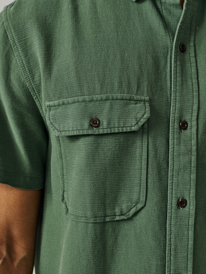 Aubin Khaki Gabriel Textured Utility Shirt | Short Sleeve Shirt