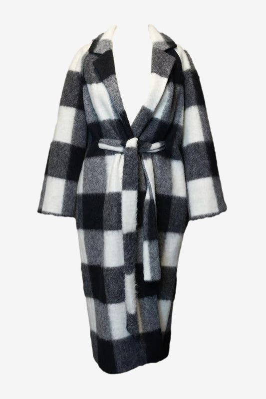 Ganni Check Longline Coat
