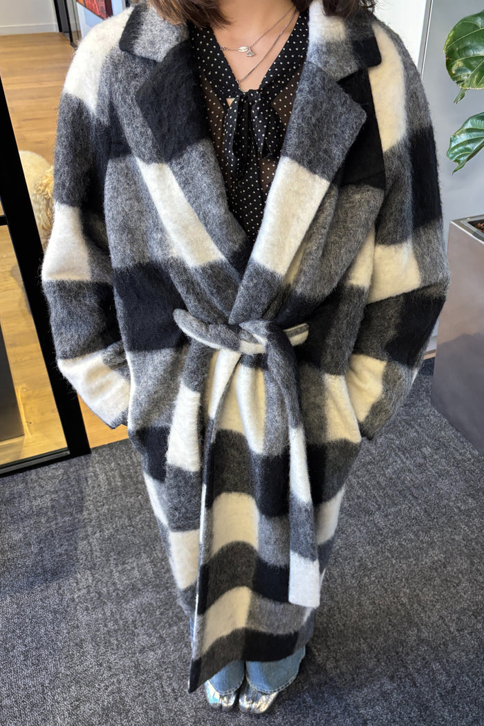 Ganni Check Longline Coat image 3