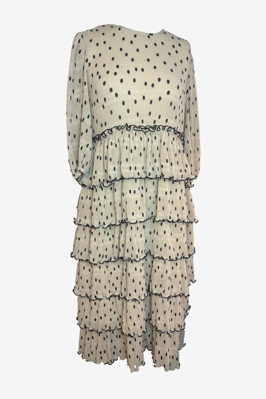 Ganni Lowell Tiered Plissé Midi Dress