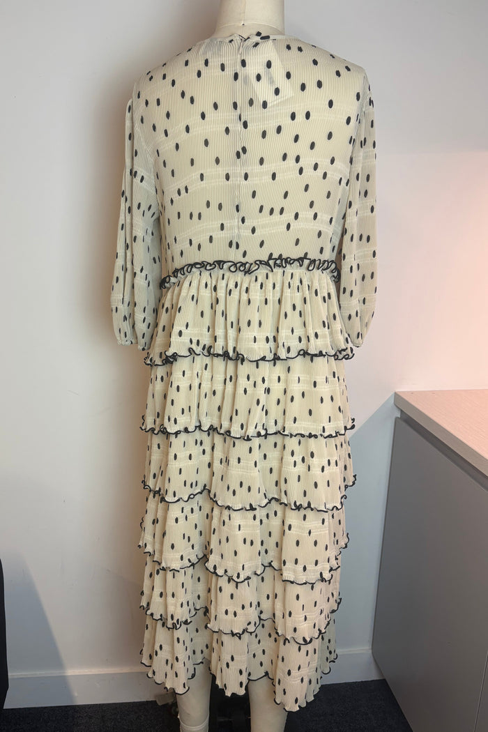 Ganni Lowell Tiered Plissé Midi Dress