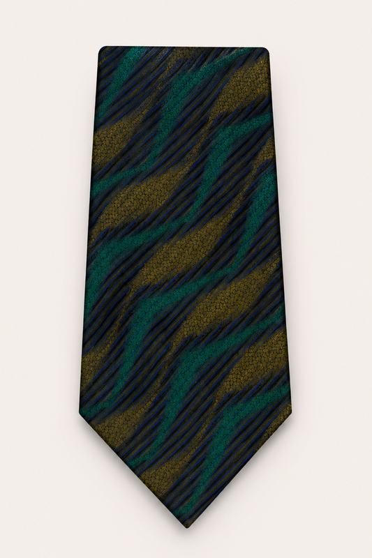 Gianni Versace Abstract Wave Pattern Silk Tie
