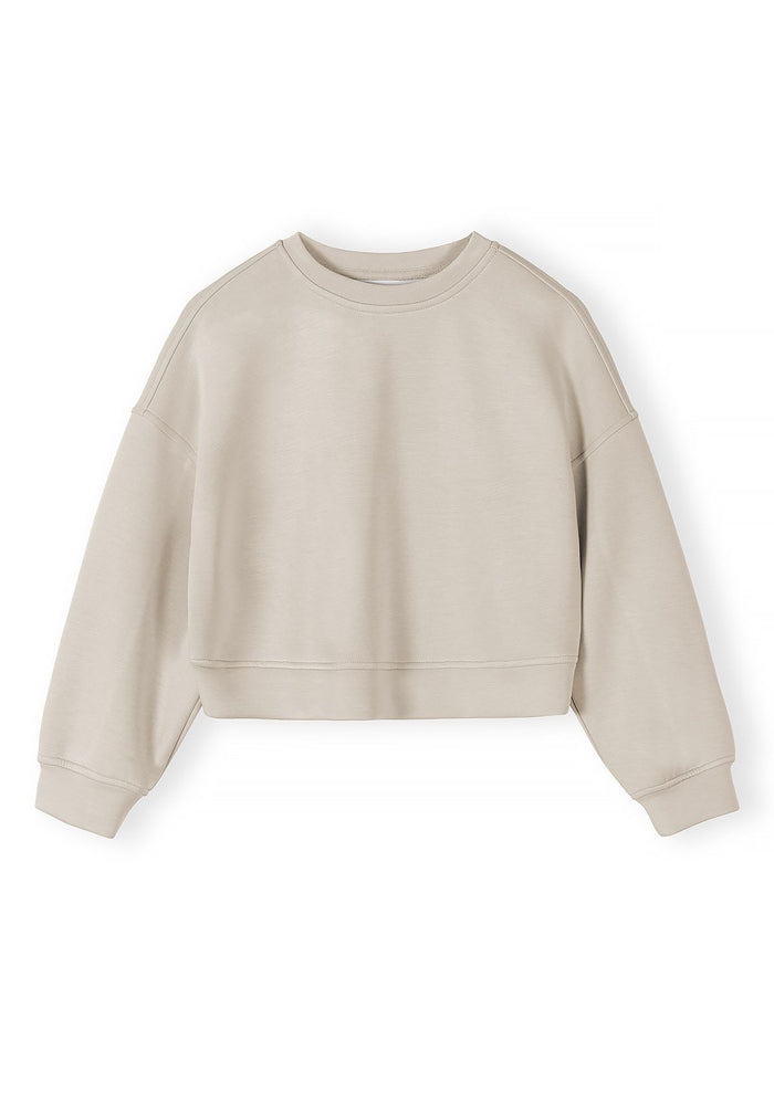 Cropped Sweatshirt & Shorts Set, Beige - 3