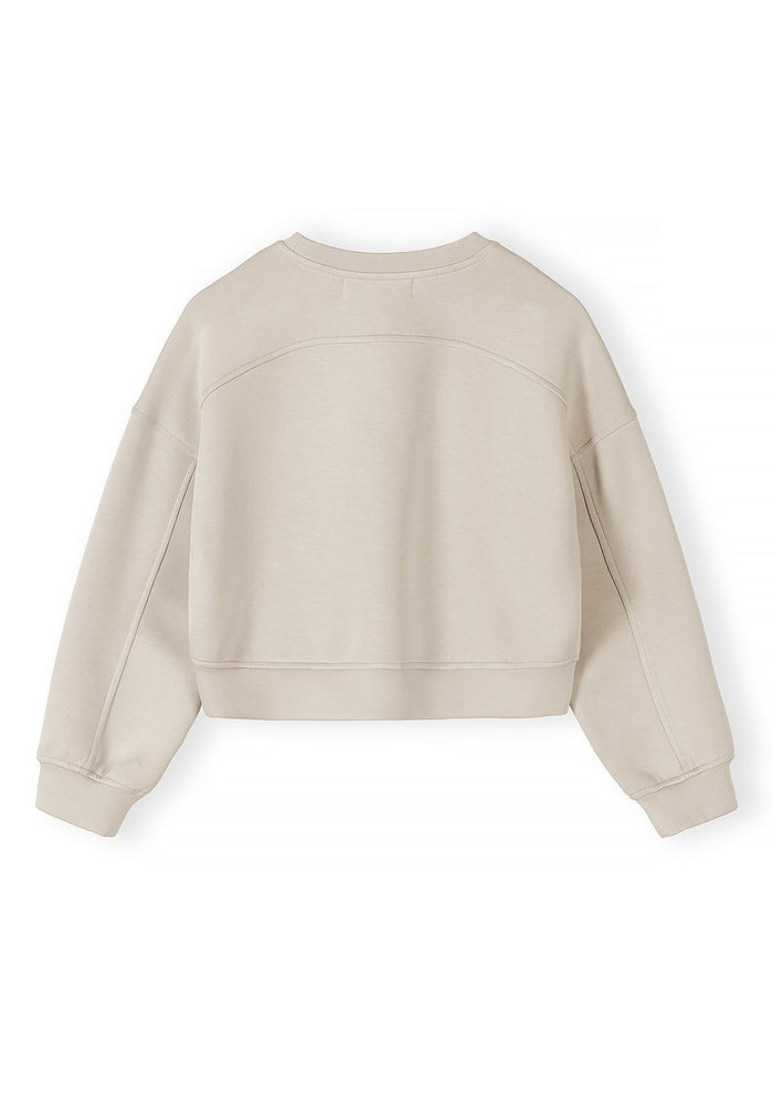 Cropped Sweatshirt & Shorts Set, Beige - 4
