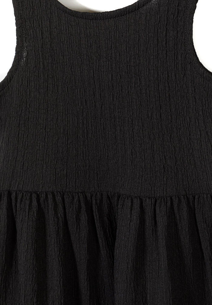 Tiered Sleeveless Dress, Black - 3