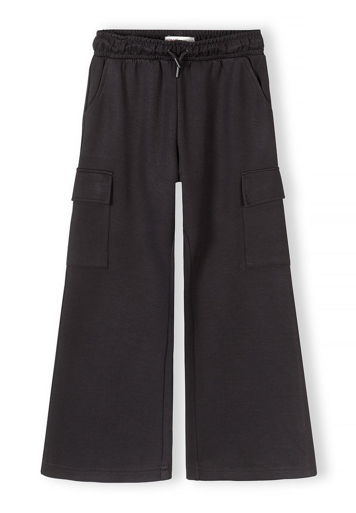 Wide Leg Joggers, Black, Cargo Pockets - 2