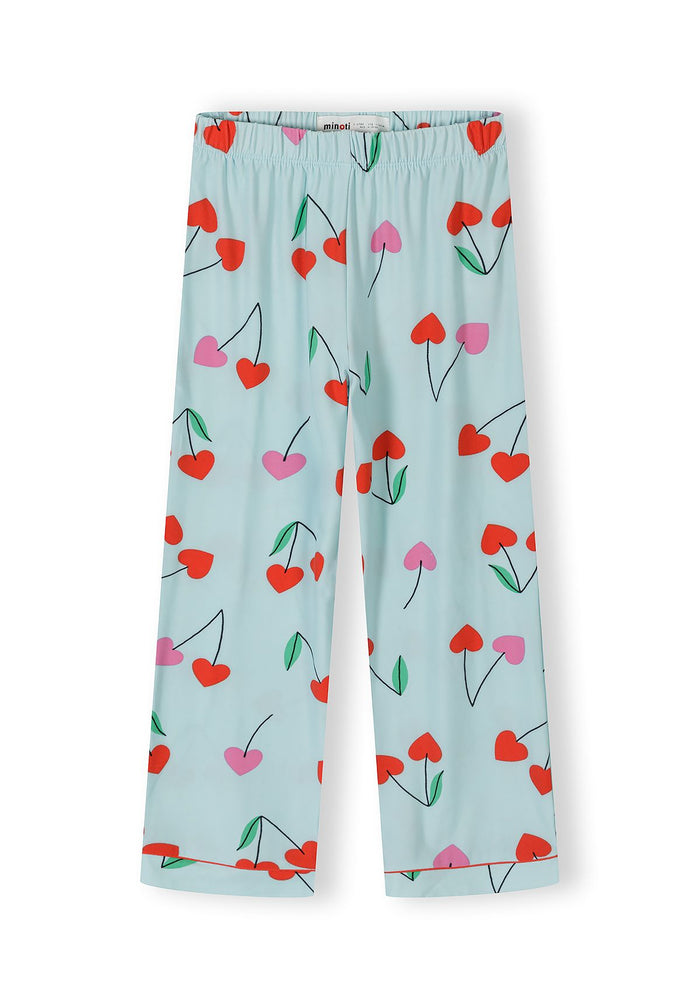 Pyjama Set Long Sleeve, Cherry Print, Light Blue - 4