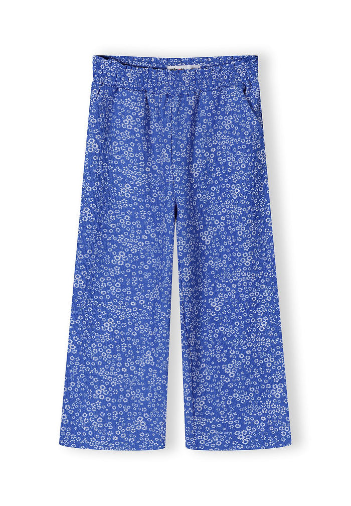 Jersey Top and Wide-Leg Trousers Set, Floral, Blue - 5