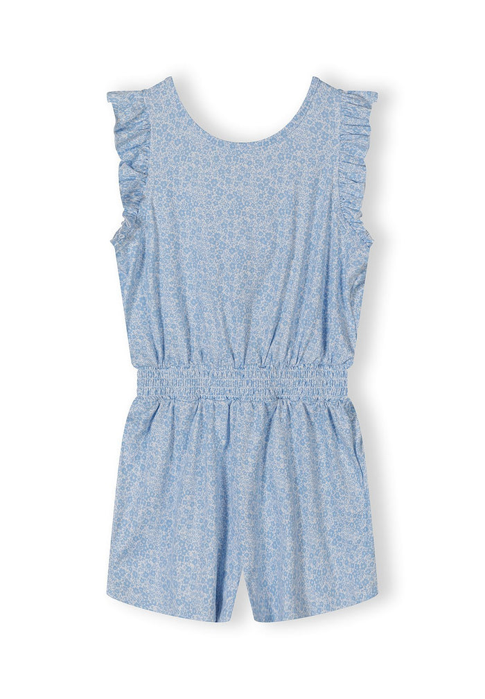 Floral Ruffle Jumpsuit, Blue - 2