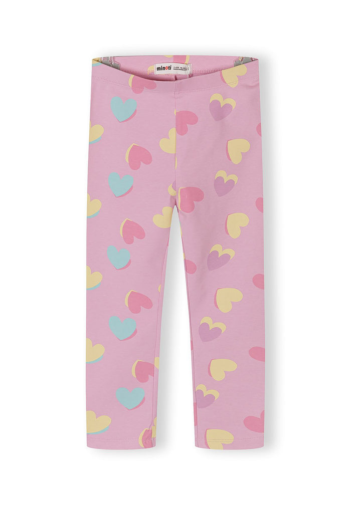 Leggings 5-Pack Hearts Stripes Pink Purple Grey - 2