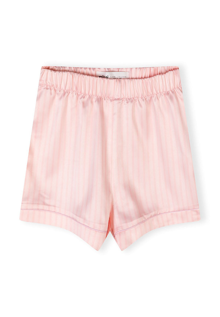 Satin Pyjama Set, Pink White Stripe, Short - 5