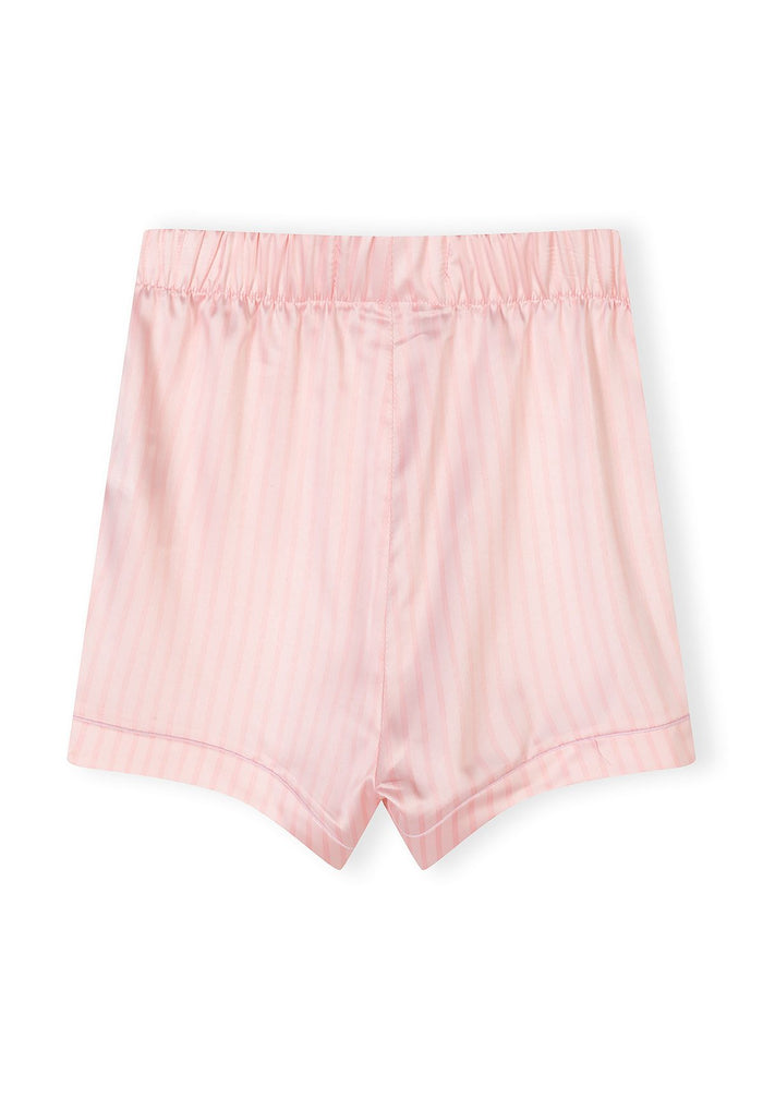 Satin Pyjama Set, Pink White Stripe, Short - 6